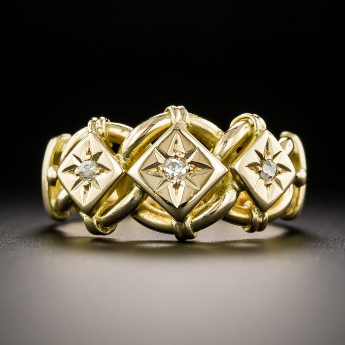 Victorian 18k Gold Diamond Snake Ring Hallmarked 1900 - Ruby Lane