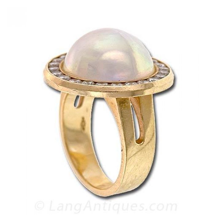 mabe pearl and diamond ring