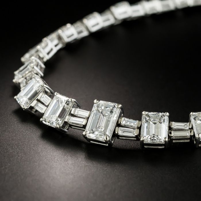 Mid Century 33 Carat Emerald Cut Diamond Necklace Gia 1 90 8 12189 