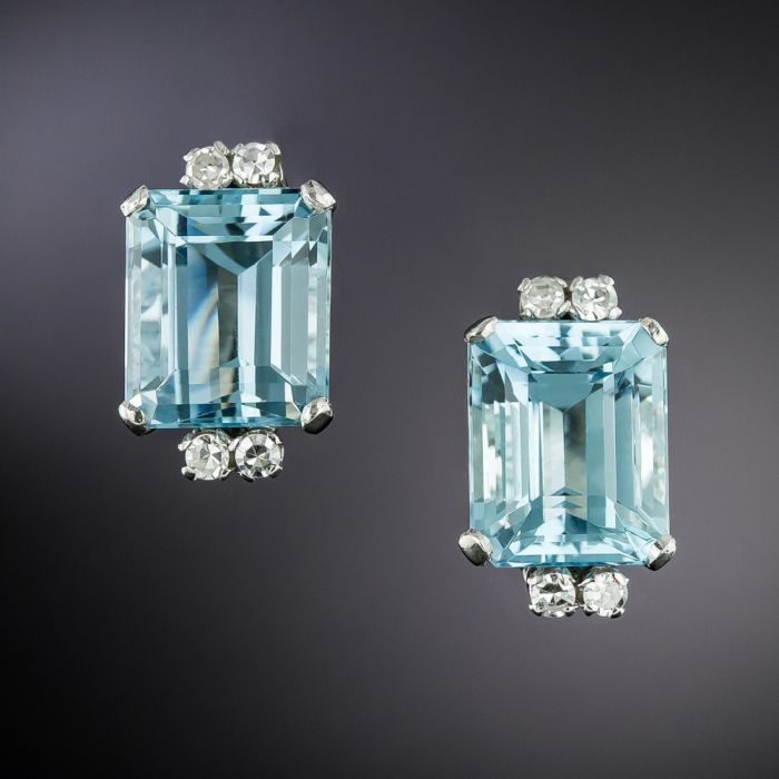 Aquamarine clip sale on earrings