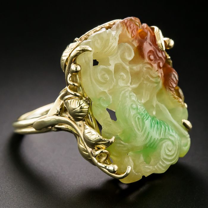 Carved jade clearance ring