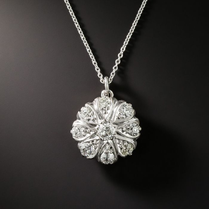 Sunbright 14K White Gold 0.50ctw Diamond Cluster Necklace St. Petersburg  Florida