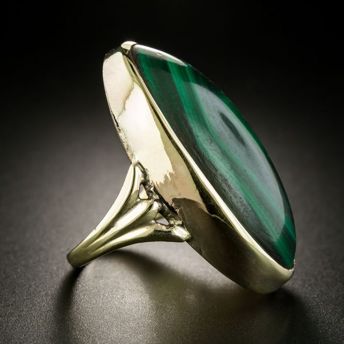 The Malachite - Women's Solid Gold & Malachite Ring with Gold Flakes –  Rustic and Main