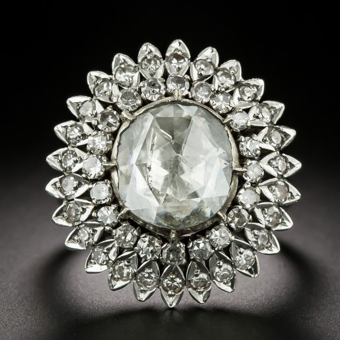 Tiny Vintage Flower Ring Gold - Diament