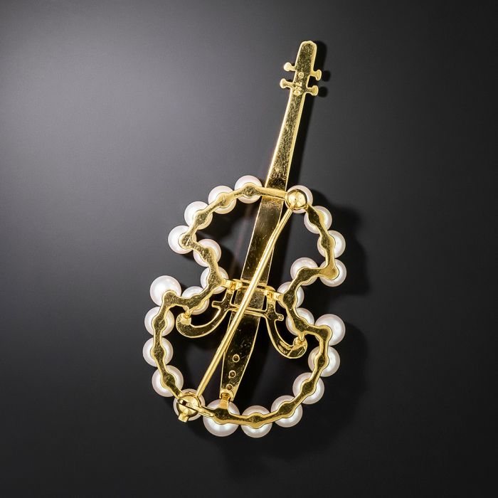 Mikimoto Pearl And Diamond Cello Brooch