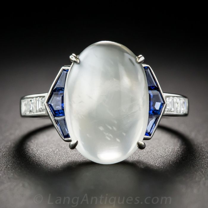 Art Deco Moonstone Ring Unique Oval Moonstone Engagement Ring 14K Sterling  Silver Rose Gold Moonstone Diamond Bridal Promise Wedding Ring - Etsy