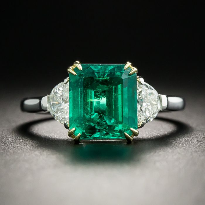 Silver emerald engagement ring | silver emerald ring