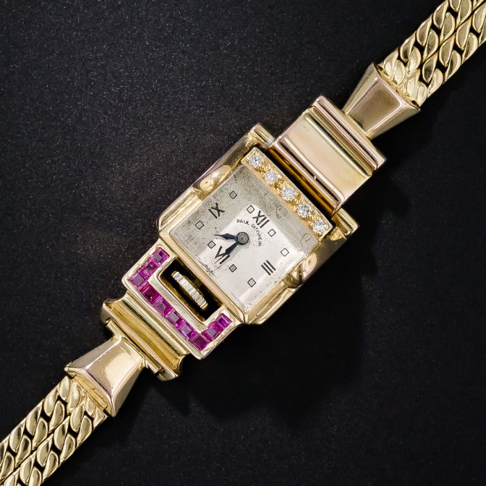 Solid 9ct Gold And Ruby Ladies Watch By Tissot C1960 | 858512 |  Sellingantiques.co.uk
