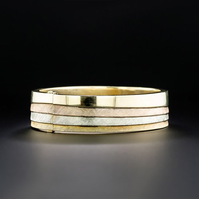 Bracelets : Tri-Color 14K Gold Handmade Link Bracelet