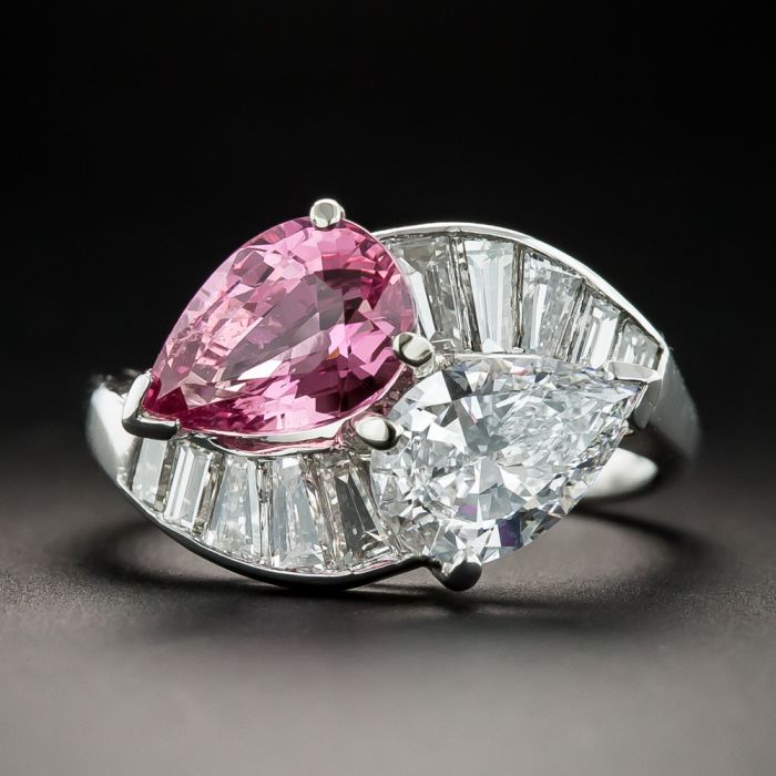 Pink sapphire pear on sale ring