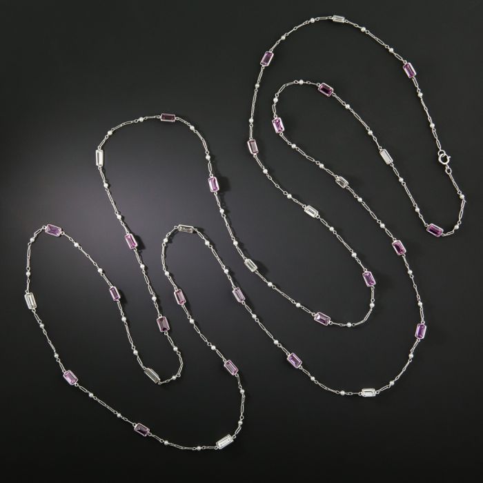 Pink Sapphire Link Necklace