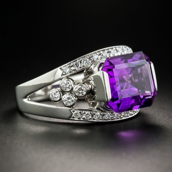 Platinum amethyst engagement on sale ring