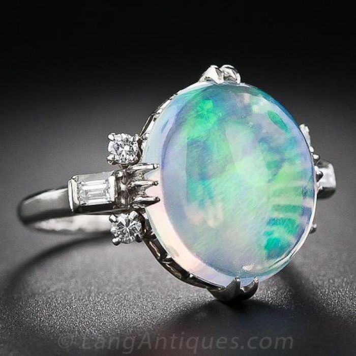 Platinum and hot sale opal ring