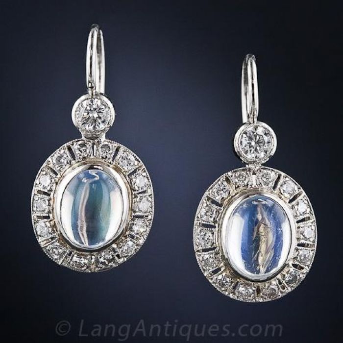 Moonstone and store diamond earrings