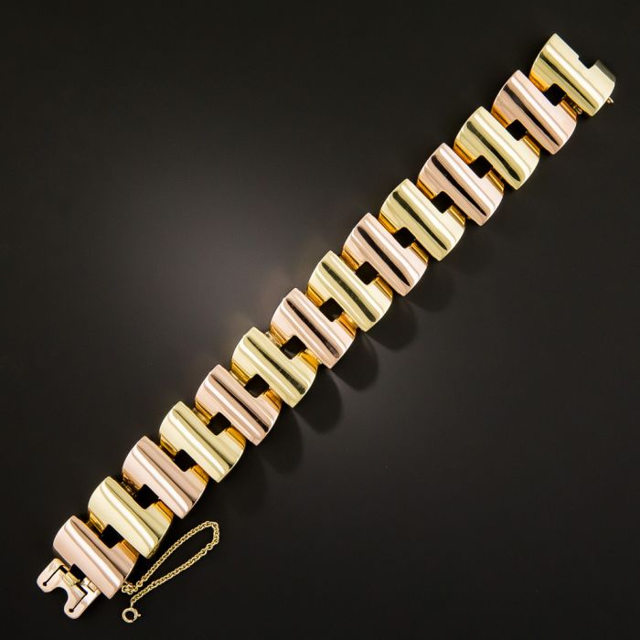 Vintage Letter R Bracelet Goldtone Double Chainlink Name Costume
