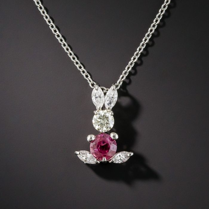 Ruby Diamond Platinum Bunny Pendant