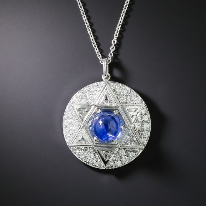 star of david 2 29 carat sapphire and diamond pendant c 1950s 7 90 1 14265