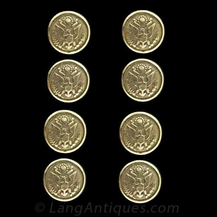 Set of 4 US Military Gold Uniform Buttons, 36 Line, Made in France