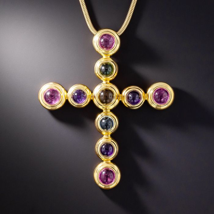 Tiffany & Co. 18k Yellow Gold Ruby & Diamond Mini Cross Pendant – Crown  Jewelers