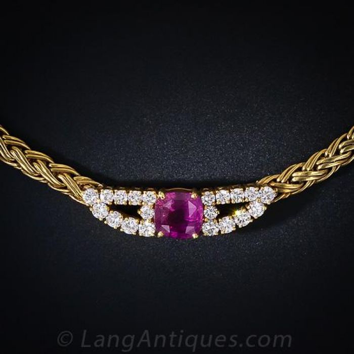 tiffany co pink sapphire and diamond necklace 1 90 1 114