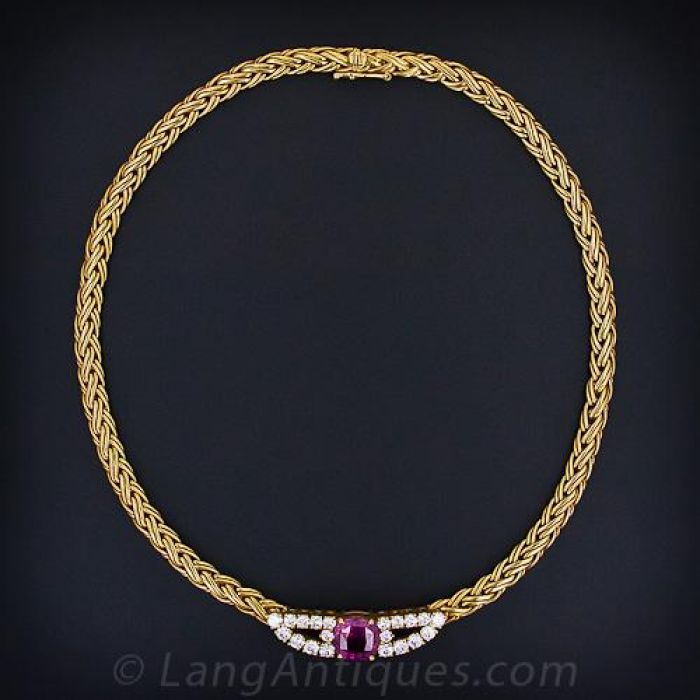 Tiffany & Co Bubbles Pink Sapphire Diamond Platinum Necklace – Oak Gem