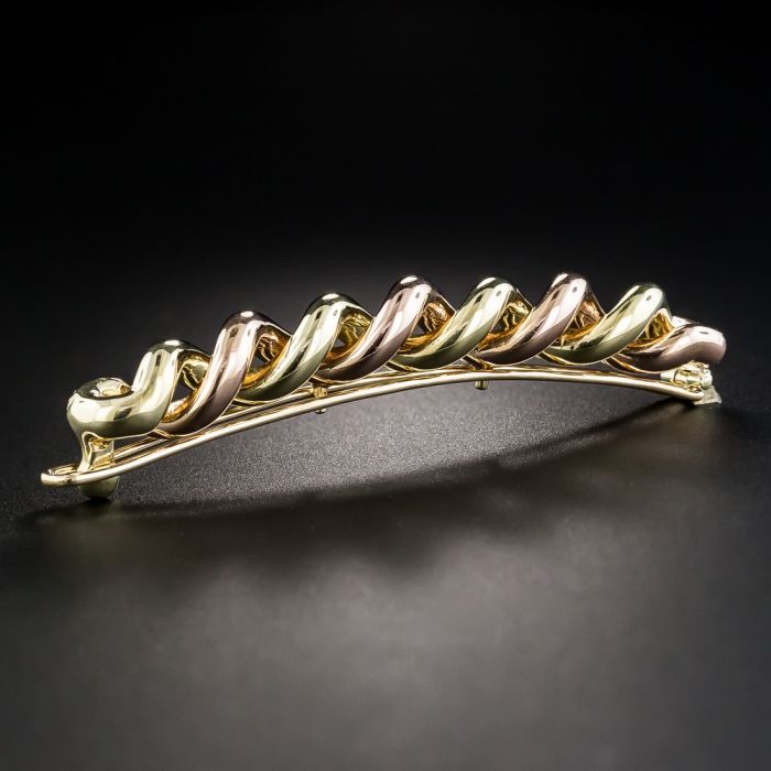 Tiffany & Co. Retro Green and Rose Gold Hair Barrette