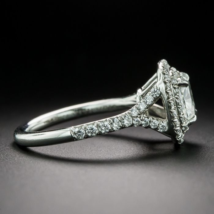 18k White Gold Halo Engagement Ring 2.88 carat total G-VS1 Square Radiant  Cut from Tiffany Jones Designs