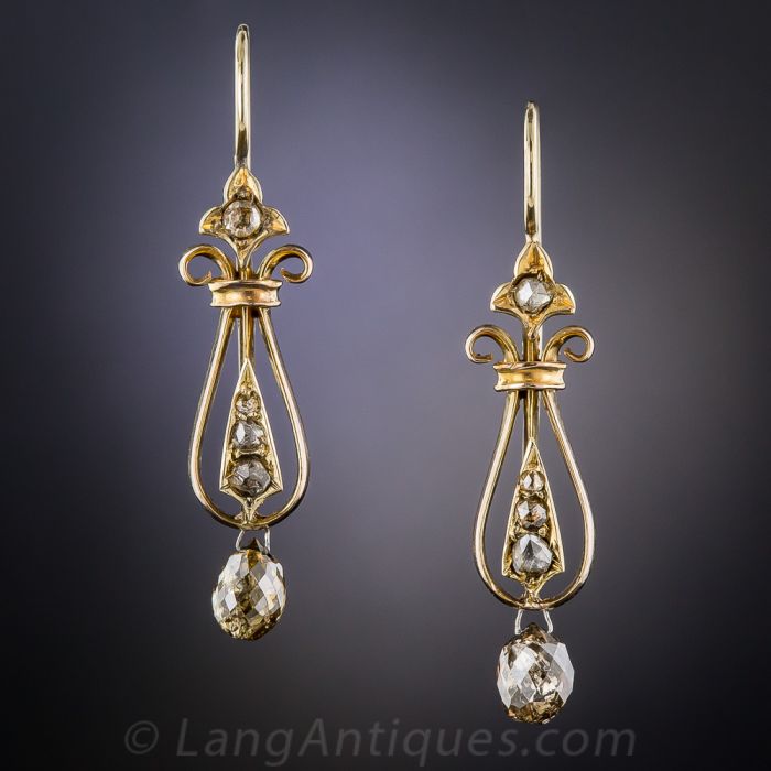 Diamond online briolette earrings