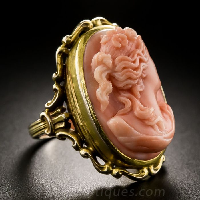Coral shop cameo ring