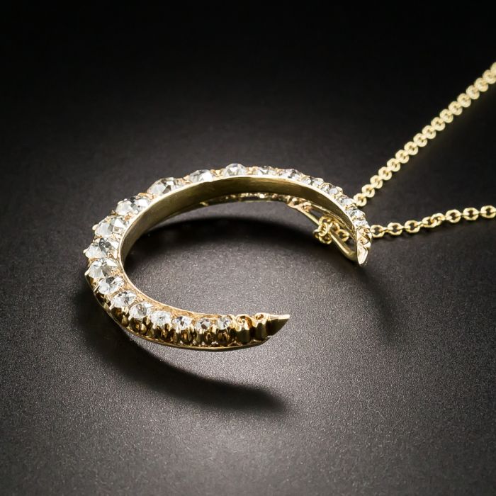 Diamond cheap crescent necklace