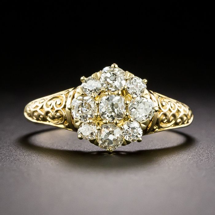 3/4cttw Triple Flower Cluster Ring in 14k Yellow Gold Split Shank Sett –  The Castle Jewelry