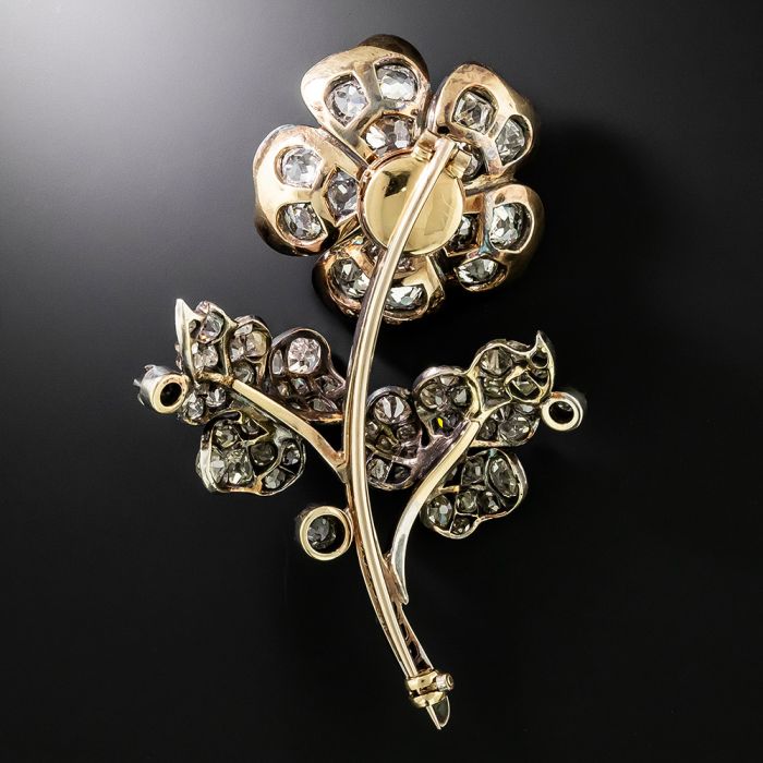 Lang Antiques Victorian en Tremblant Diamond Flower Brooch