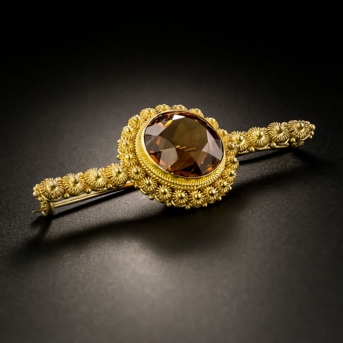 Antique 9k Gold Victorian Brooch Etruscan Revival Bar Pin
