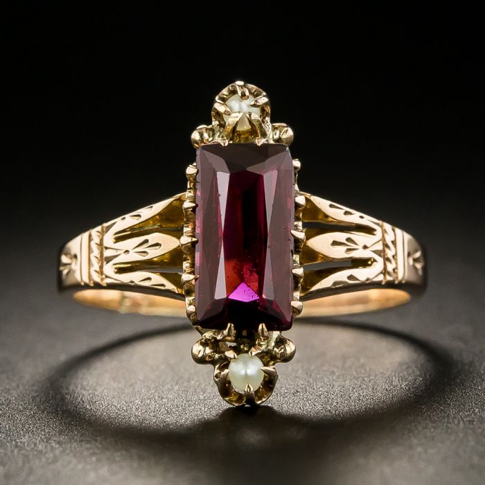 Garnet and clearance seed pearl ring