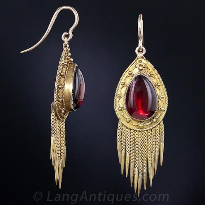 Victorian Garnet Tassel Earrings