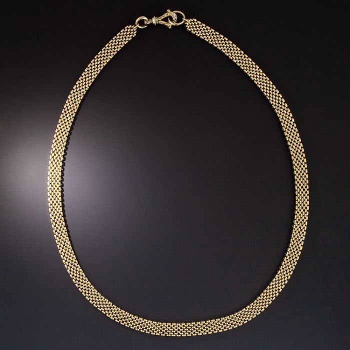 Diamond Necklace with Gold Mesh Chain - Indian Jewellery Designs