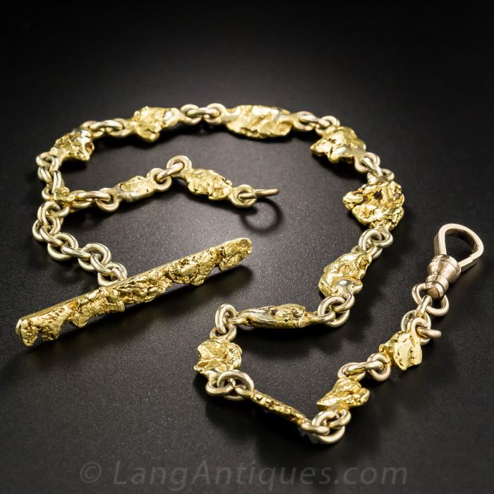 Victorian Gold Nugget Watch Chain/Bracelet