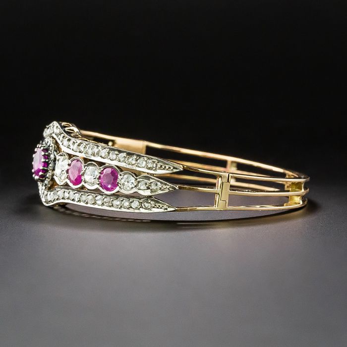 18K Gold Pink Sapphire Diamond Art Deco Tennis Line Bracelet – Vaibhav  Dhadda Jewelry
