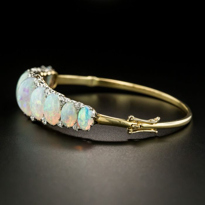 Victorian Opal and Diamond Bangle Bracelet