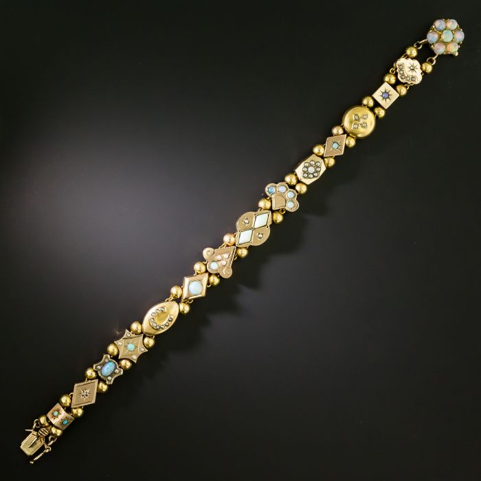 Victorian Opal and Seed Pearl Slide Bracelet