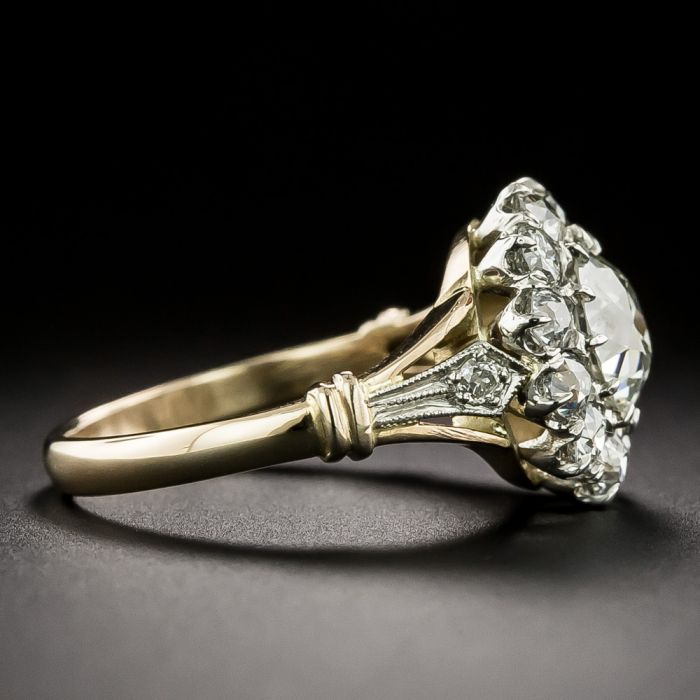 Victorian Style 1.10 Carat Center Diamond Cluster Ring GIA K VVS2