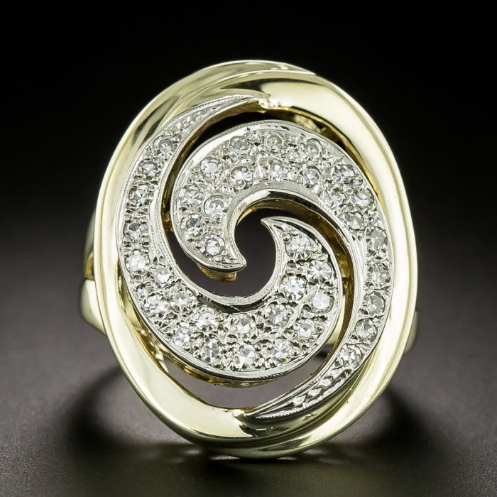 Amazon.com: 0.70 Ct. Vintage Spiral Cocktail Estate Diamond Ring in Solid  14k White Gold : Clothing, Shoes & Jewelry