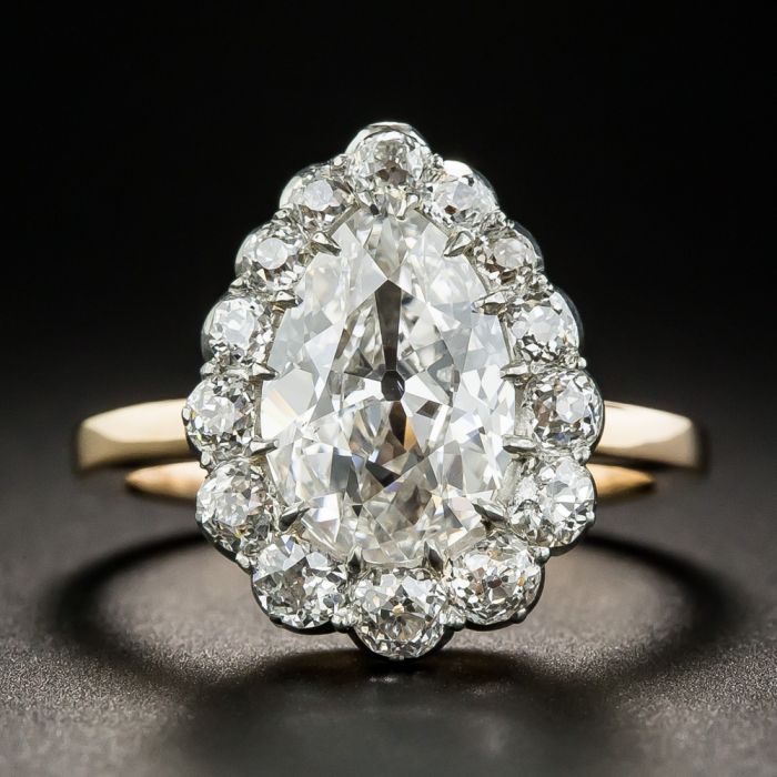 Vintage 2.19 Pear Shape Diamond Ring GIA G SI2