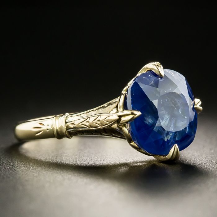 Vintage 6.76 Carat No Heat Sapphire Solitaire Ring GIA