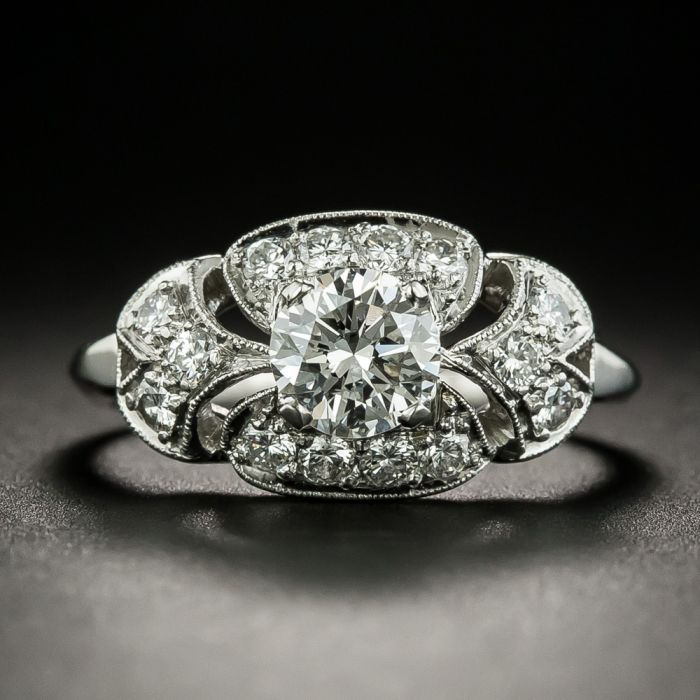 ANTIQUE ENGAGEMENT RING PLATINUM DIAMOND RING ILLUSION SETTING 1930 's -  Garden Of Jewels