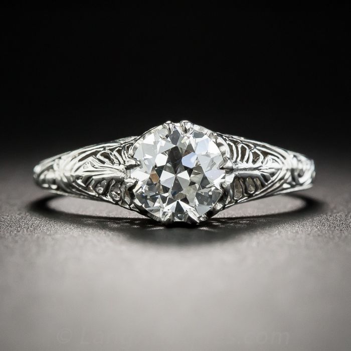 Vintage .88 Carat Diamond Solitaire Engagement Ring GIA G VS2