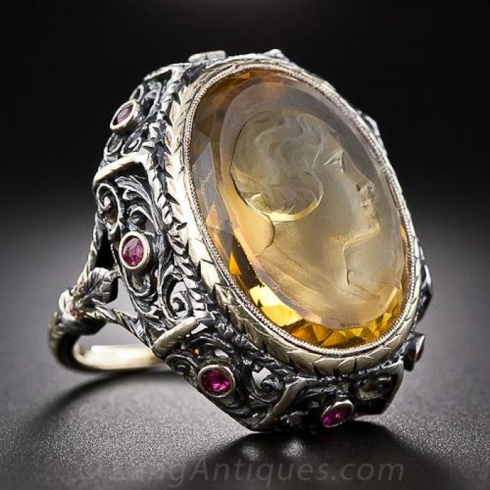 Vintage Citrine Cameo Ring
