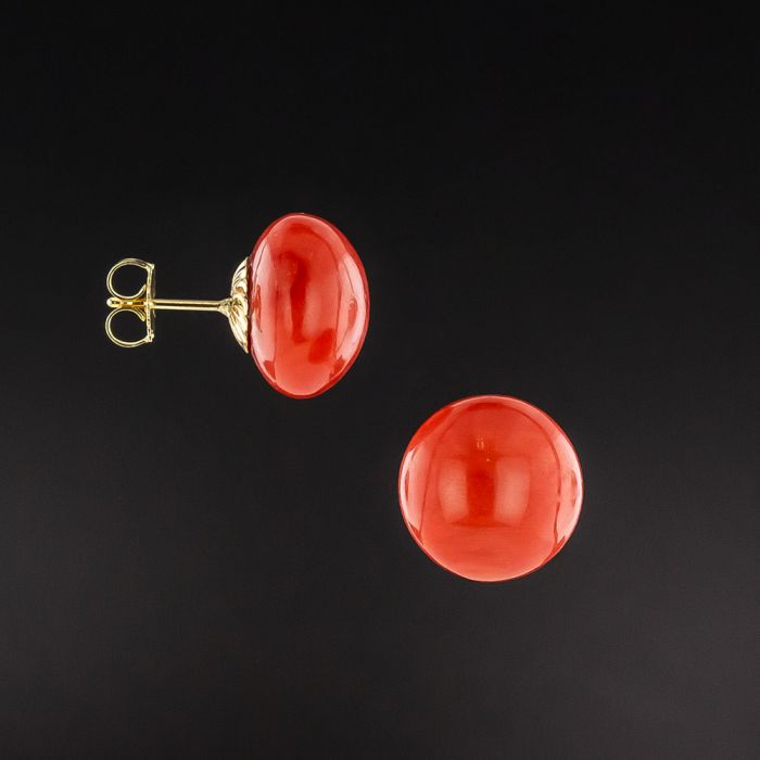 Vintage Coral Button Earrings