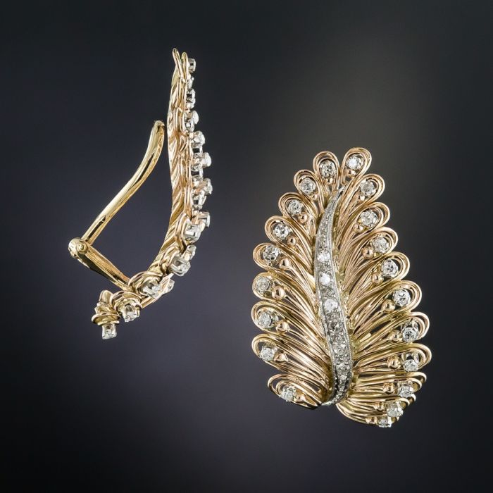Diamond clearance leaf earrings