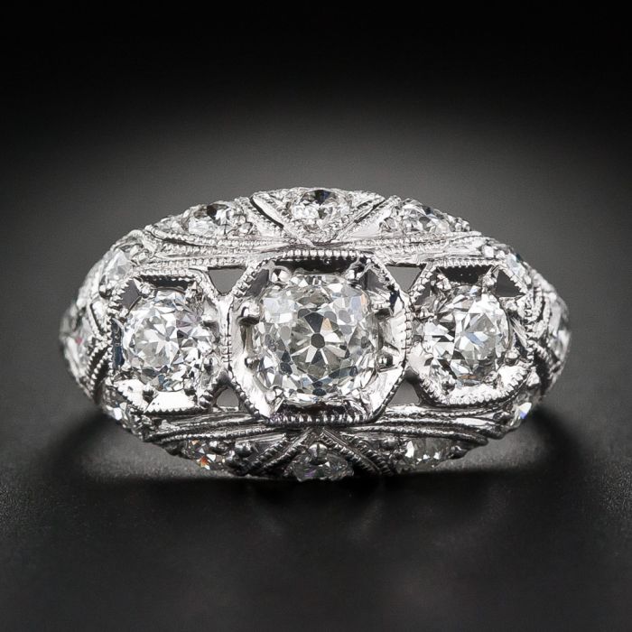 0.50ct Vintage Diamond Filigree Floral Engagement Ring